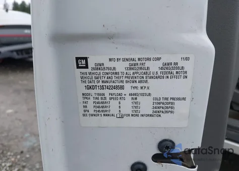 2004 GMC Envoy Slt z USA, uszkodzony, nr VIN 1GKDT13S742248580